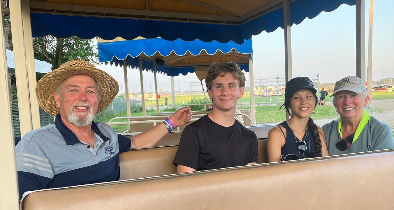 tim, dane, iris, and cindy in the shuttle train